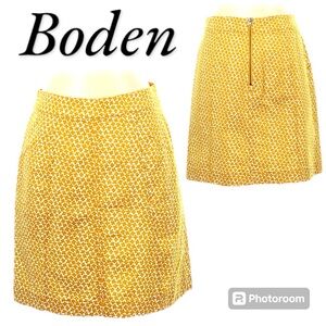 Boden Mustard Yellow Jacquard Boho Floral Mini Skirt Size 10P